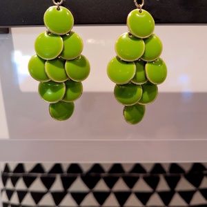 Green Apple Color, Grape Shaped Earrings, 60's vibe, 2" length